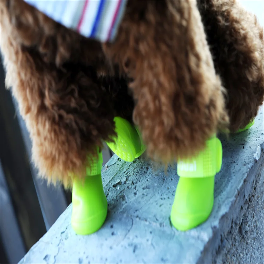 Обувь для собак яркие цвета мягкие силиконовые Нескользящие сапоги Плюшевые