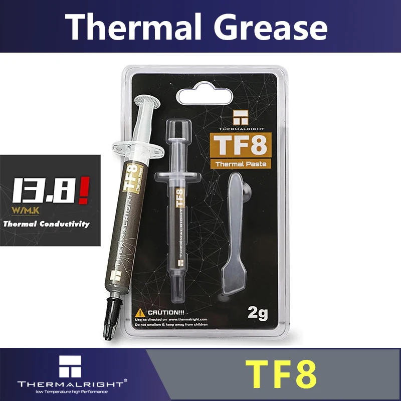 

Thermalright TF8 2g/5.8g/12.8g high performance CPU/GPU thermal grease 13.8 Thermal Conductivity (W/M-K)