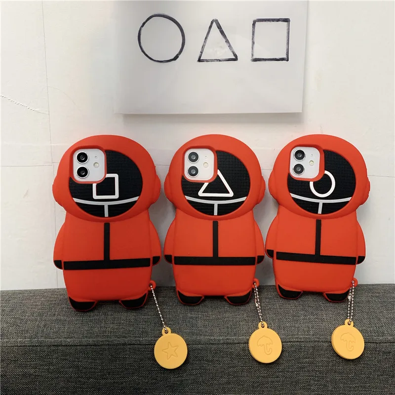 

Korea popular squid game Phone case For iphone 13 12 Pro Max 6S 6 7 8 Plus SE20 Soft silicone cute pendant for 11pro XS Max XR X