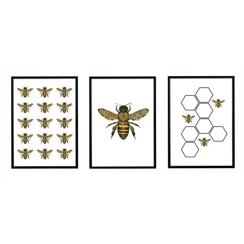 

Bee Vintage Poster Prints Farmhouse Wall Art Picture Decor Golden Insect Retro Art Canvas Painting Rural Picture Home Decoration