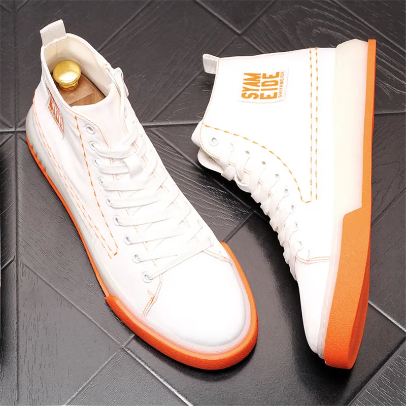 

Korean Fashion Canvas Men Sneakers Hip Hop Casual Flat Board Shoes Breathable Male High Tops Zapatillas Hombre