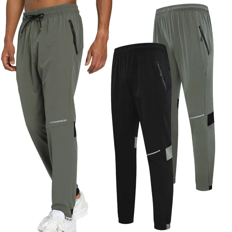 Running Trousers Men Fitness Elastic Waist Joggers Sport Pants 2021 Zipper Pocket Tennis Training Soccer Pant Gym Sweatpant