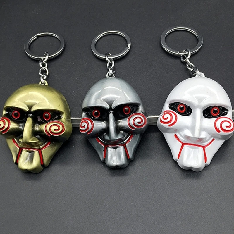 

3 Colors Keychain Horror Movie Saw Mask Metal Alloy Key Chain Keyring Souvenirs For Men Gift Car Key Holder Cosplay Party Gift