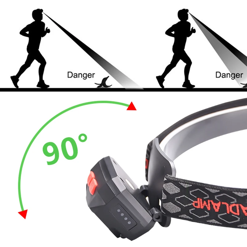 

z90 Sensor Led Headlamp XP-G Q5 Built in Battery Head Lamp Headlight Running Flashlight Waterproof White Red Color Lights