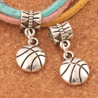basketball big hole beads 100pcs zinc alloy dangle fit european bracelets b374 24 55x10 3mm