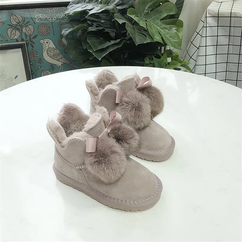 Водонепроницаемые ботинки ручной работы для девочек теплые зимние сапоги из