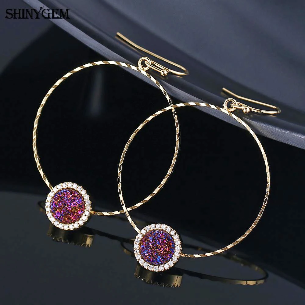 Женские серьги капли ShinyGem сверкающие с натуральным жемчугом Круглые Гладкие