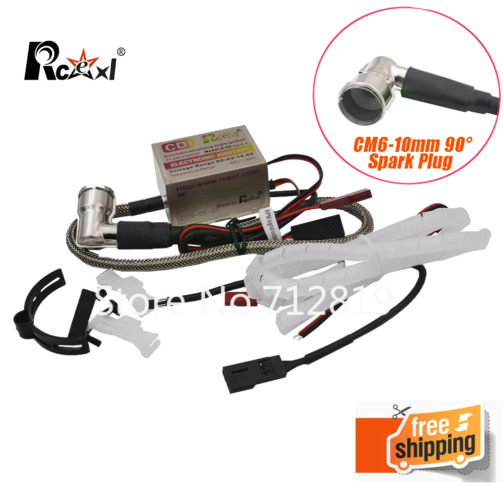 Rcexl-encendido CDI CM6-10mm, buj&iacute;a de 90 grados, motor de gasolina de Gas DA DLE, Avi&oacute;n Rc para DLE20/DLE30/DLE55/CRRCpro GP26R/GP50R-0