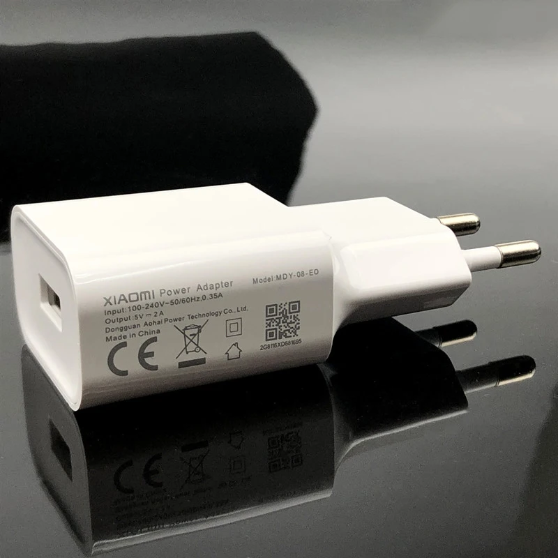 Оригинальный Xiaomi 5V/2A EU USB адаптер питания Белый для Mi 10 Redmi 7 7a 6a 4X 5 5a plus a2 a4 lite Note 6 4 4A