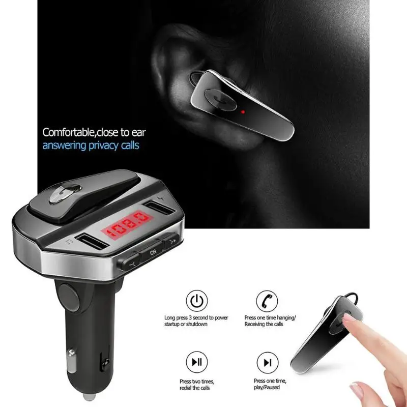 Горячая продажа Автомобильное зарядное устройство fm-передатчик Bluetooth двойной USB