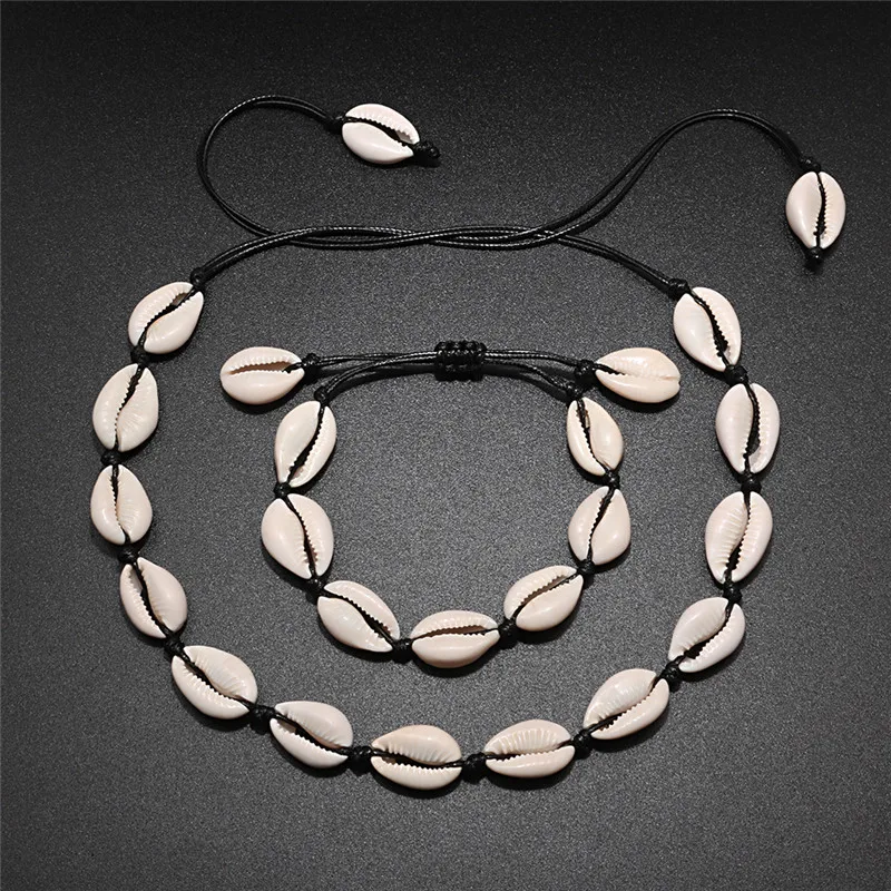 Seashell браслет ожерелье DIY для Чехол женский Шарм ювелирные изделия Лето Пляж Вязание женские Богемные аксессуары DIY adjustabl