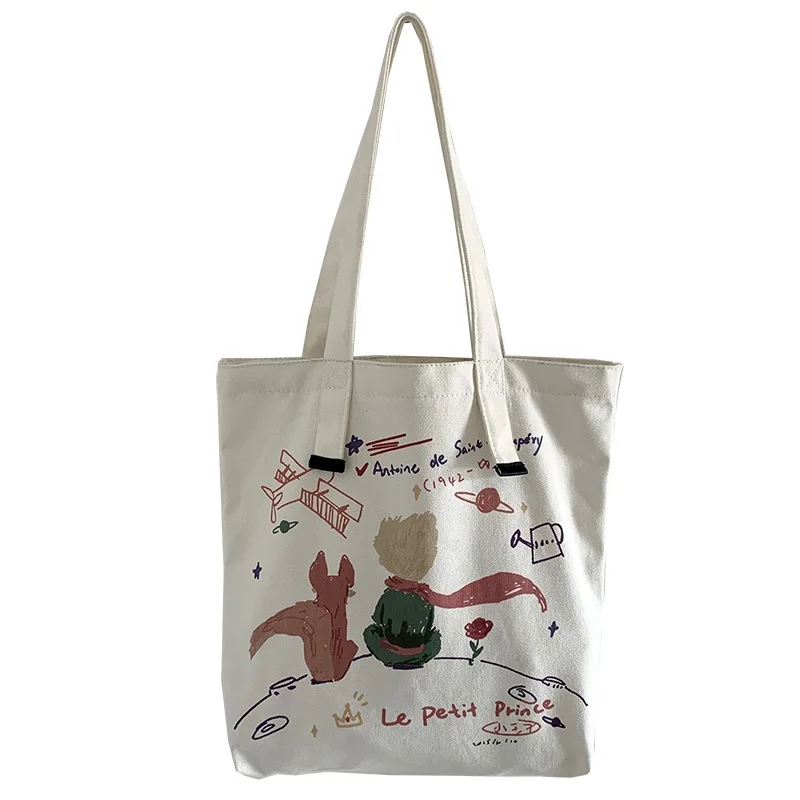 

Little Prince Canvas Tote Bag Shoulder Shopping Bag for Women Female Grocery Handbag fabric bags for women Ladies canvas bag