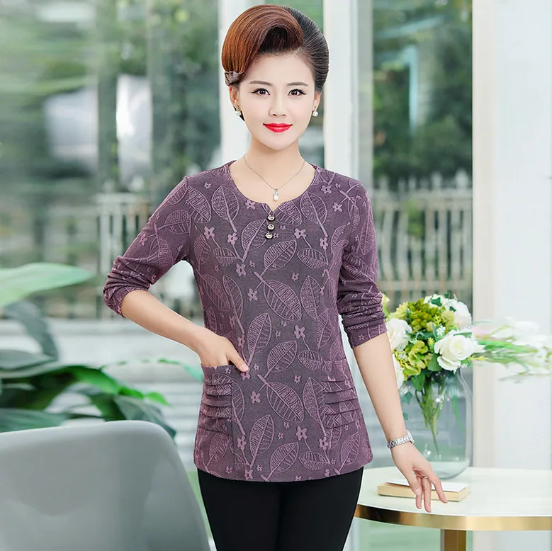 Футболки с длинным рукавом Женский пуловер на весну и осень нижняя рубашка