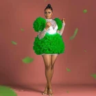 Зеленые короткие женские платья, винтажное кружевное мини-платье с длинным рукавом для выпускного вечера, пышное платье из органзы, платья для торжества 2020, индивидуальная Мода