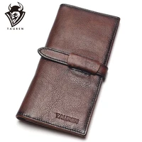 rfid blocking dip dye 100 natrual leather retro vintage solid color men long wallet coin purse designer male wallets