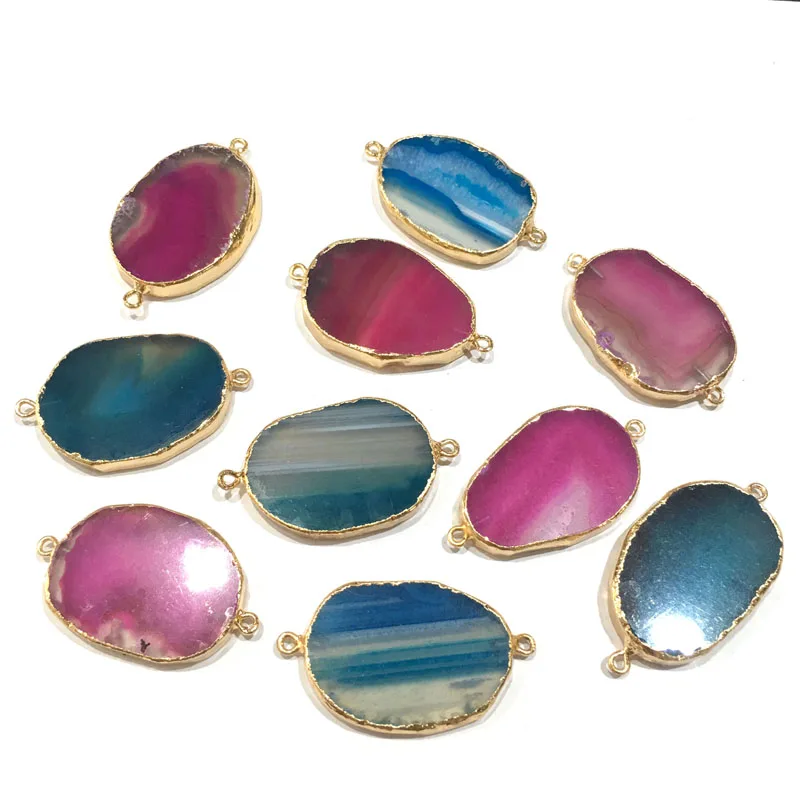 Натуральный камень эллиптической формы соединитель с двумя отверстиями