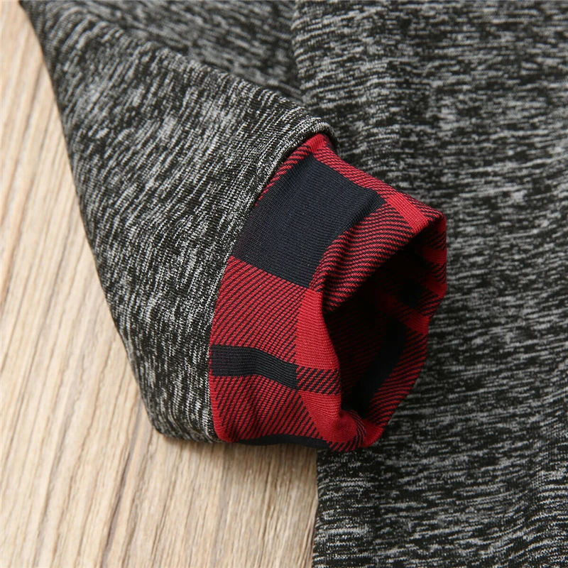 2 шт. Детская кофта с капюшоном и красные клетчатые штаны | Мать ребенок