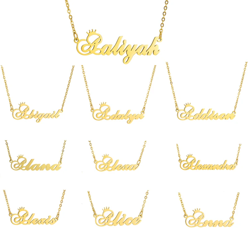 Ожерелье покрытое золотом Корона пользовательские табличка ожерелье для женщин