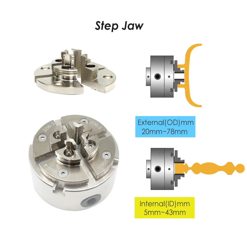 Набор насадок для токарного станка хромированные круглые кулачковые насадки TASP