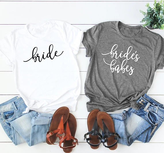 Футболка женская с надписью bride's babes рубашка для свадьбы вечевечерние НКИ