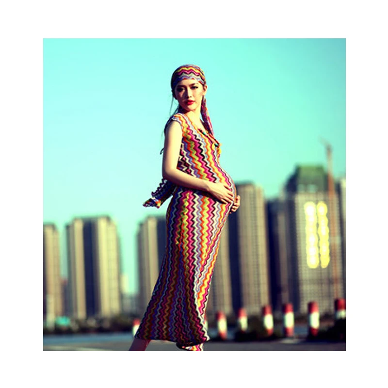

Knit Maternity Dresses For Photo shoot Colorful Gowns Pregnancy Long Dress For Fancy Photoshoot Pregnant Woman Beach Clothing