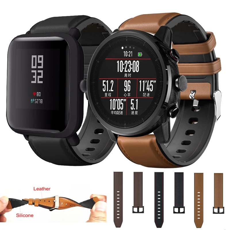 Кожаный ремешок для часов GTR 47 42 мм Xiaomi Huami Amazfit PACE/Stratos 3 2S браслет Samsung Gear S3 S2