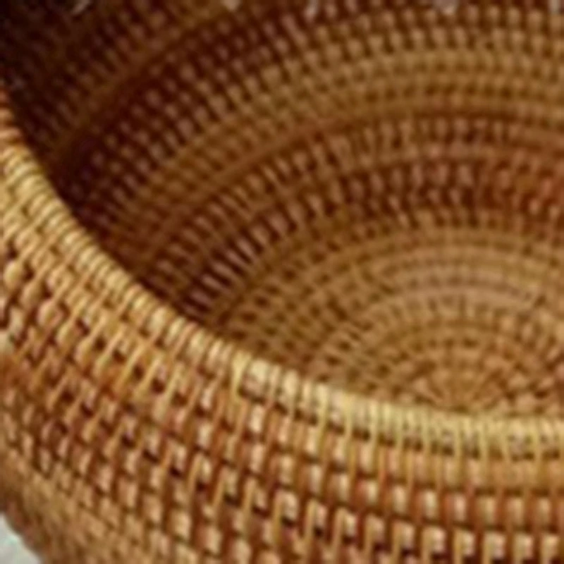 

Basket Hand-Woven Rattan Woven with Cover Round Primary Color & Tea Cake Tin Box Container Jar Organizador Tank Jug