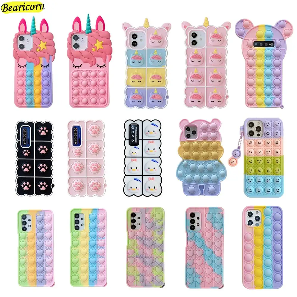 

Pop Fidget Toy Bubble Case For Samsung Galaxy A01 A02s A03s A12 A22 A32 A42 A52 A72 M01 M02s M11 M12 M22 M42 F02s F12 Soft Cover