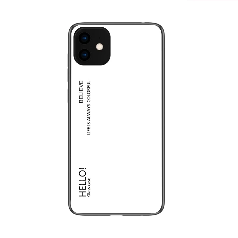 White Чехол из закаленного стекла для iPhone 7, 8, X, 6, 6S Plus, градиентный цвет, голубой луч, Аврора, кожа, задняя крышка для iPhone 11 Pro, XS Max, X, XR, чехол - Цвет: White