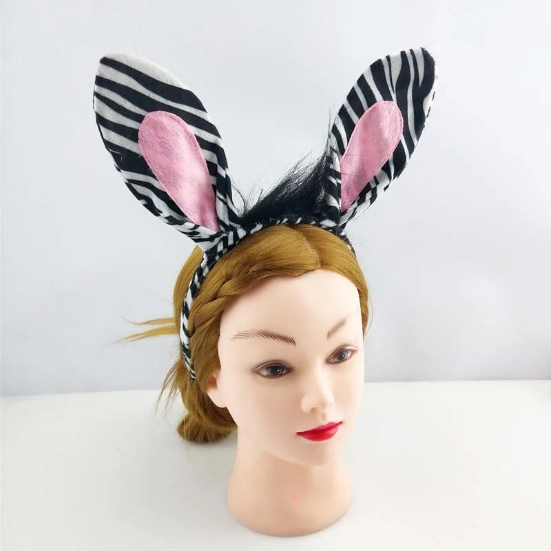 Женская повязка на голову с мультяшными животными зеброй ушками головной убор