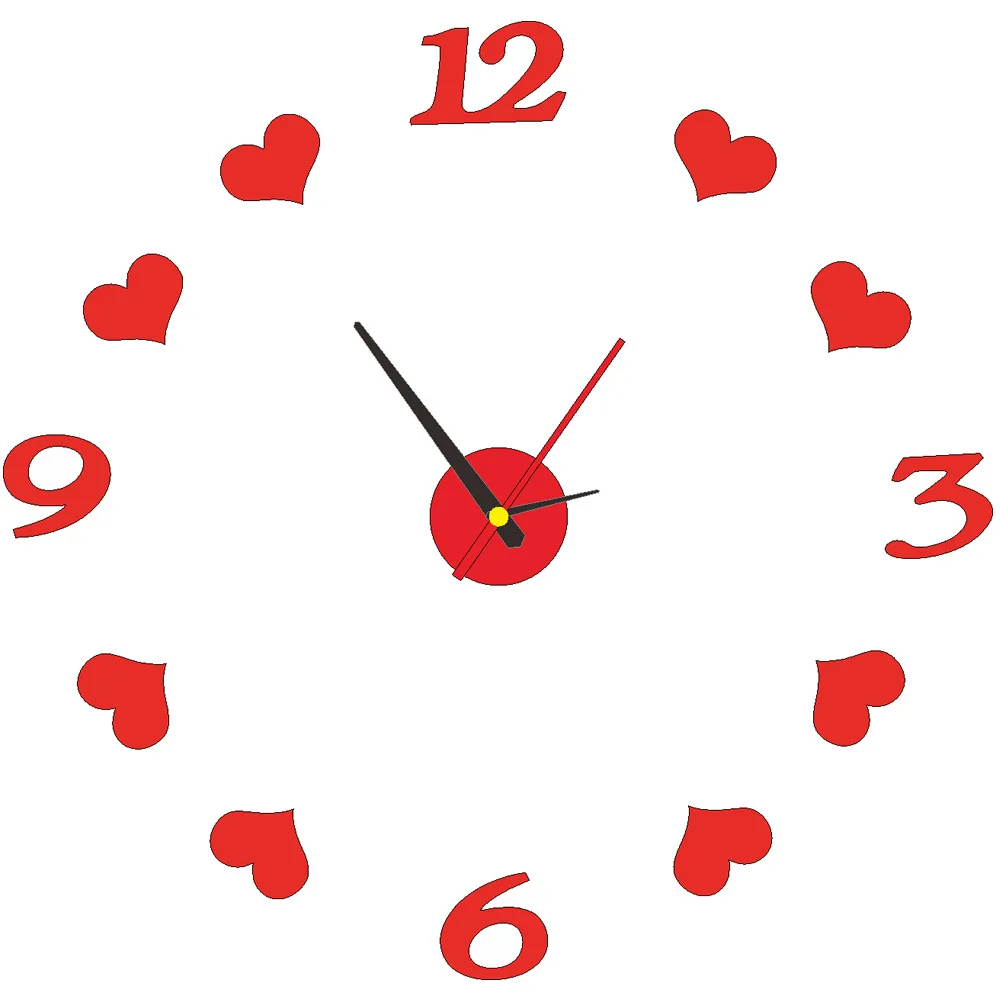 

Love Heart Wall Clock Fashion 3d Big Size Mirror Sticker Mute Watch Home Décor Quartz Silent Reloj De Pared DIY Acrylic Klok