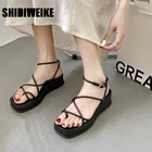 Шлепанцы женские на танкетке, повседневные мягкие сандалии с квадратным носком, пляжные тапочки, сланцы, vc683, 2021