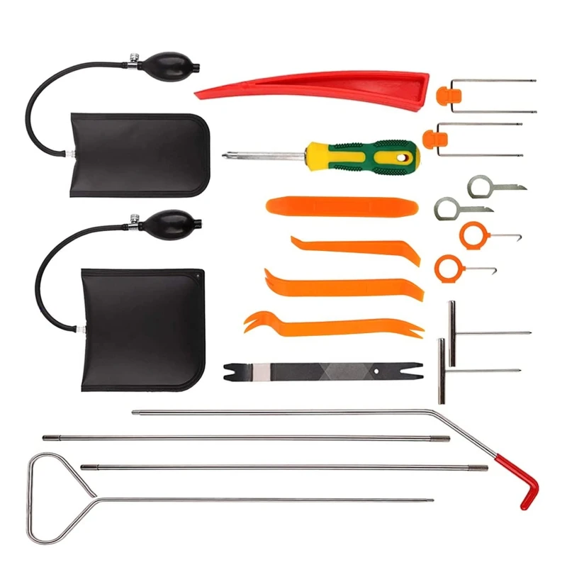 

21x Car Door Open Unlock Tool Kit Lock Out Emergency Wedges Air Pump Universal