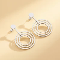 stainless steel multi layer round drop earrings women classic fashion bohemian jewelry