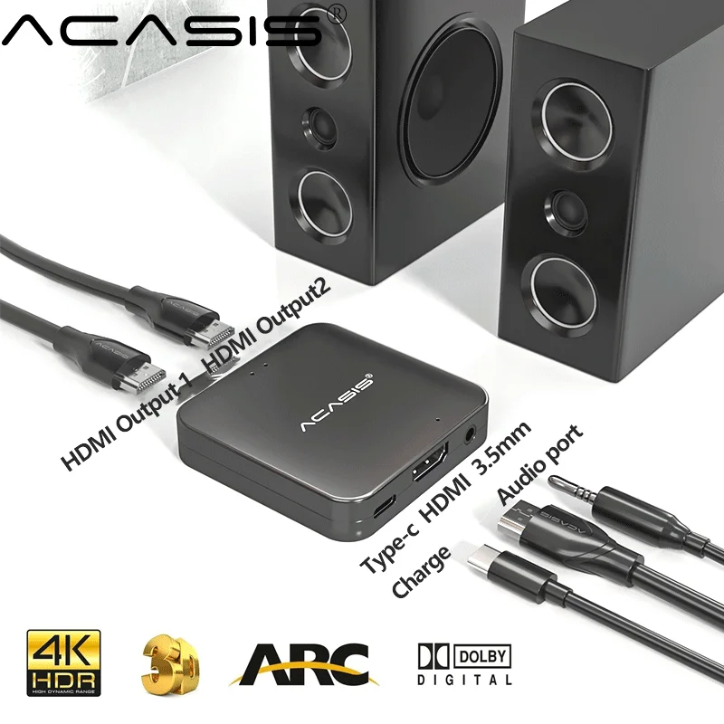 Acasis HDMI совместимый аудио сепаратор Hdmi в + Аудио конвертер выход усилитель динамик