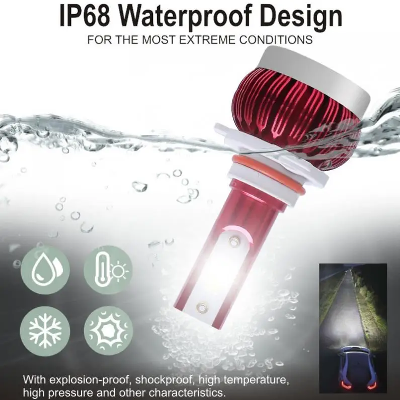 Фара для автомобиля светодиодная водонепроницаемая 1 шт. H1/H3/H4/H7/H8/H11/9005/9006/9012 72 Вт