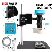 1080p hdmi 38mp digital microscope electronic soldering microscope camera sets 130x lensled ring light solder repair tools