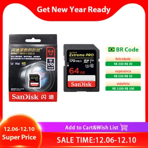 100 original sandisk extreme pro memory card 256gb 128gb 64gb max read speed 170mbs sd card class 10 u3 32gb 95mbs for camera free global shipping