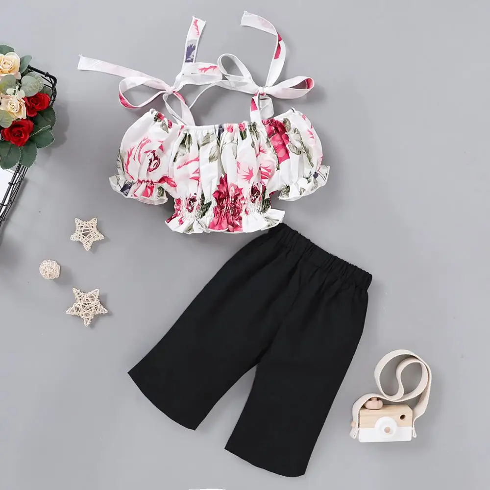 Новинка лета 2020 наряды для маленьких девочек топ с открытыми плечами и большим