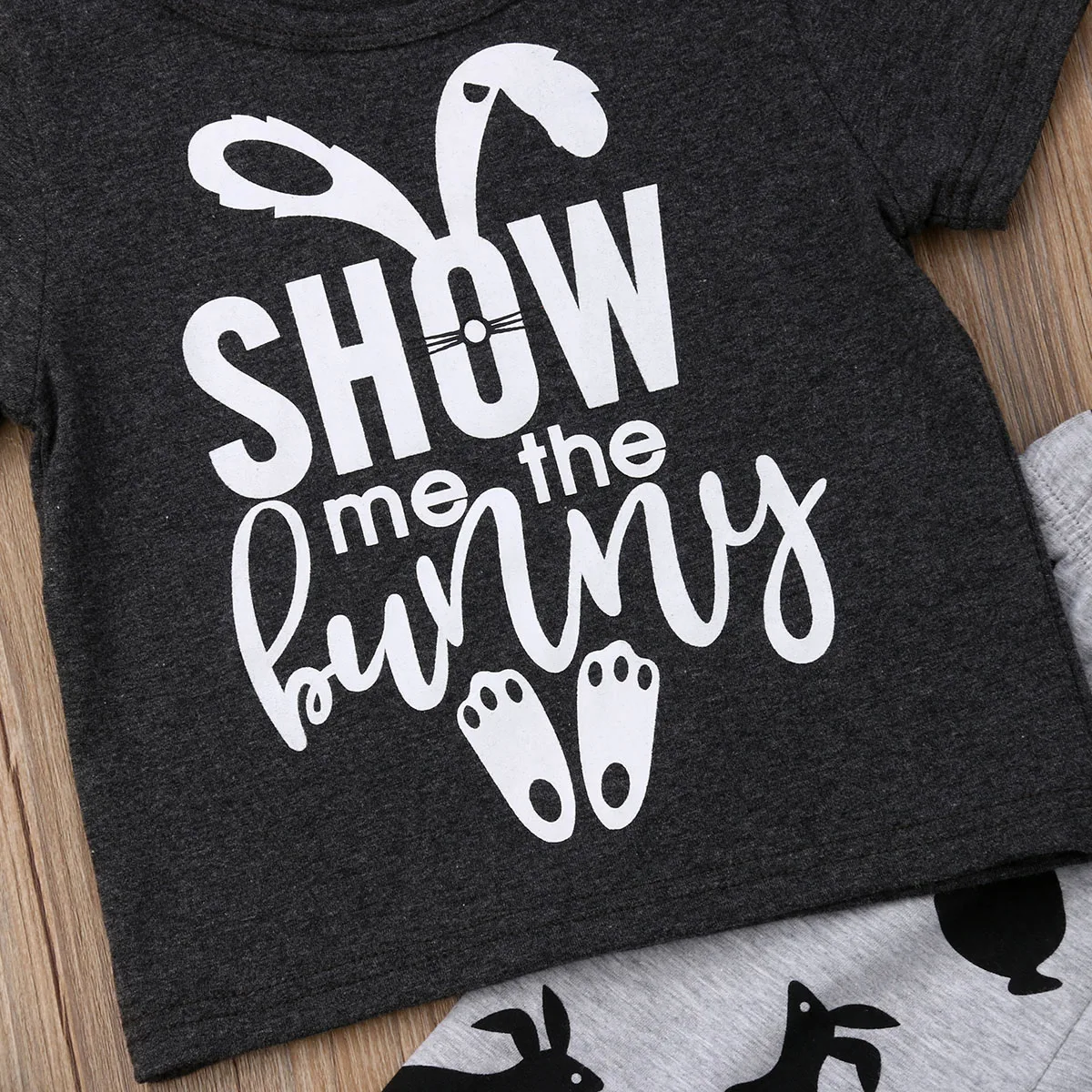 

2pc Set Toddler Baby Boy Easter Clothes Bunny Print Shor Sleeve T-Shirt Tops+Long Pants Cotton Casual Children Outfit Summer