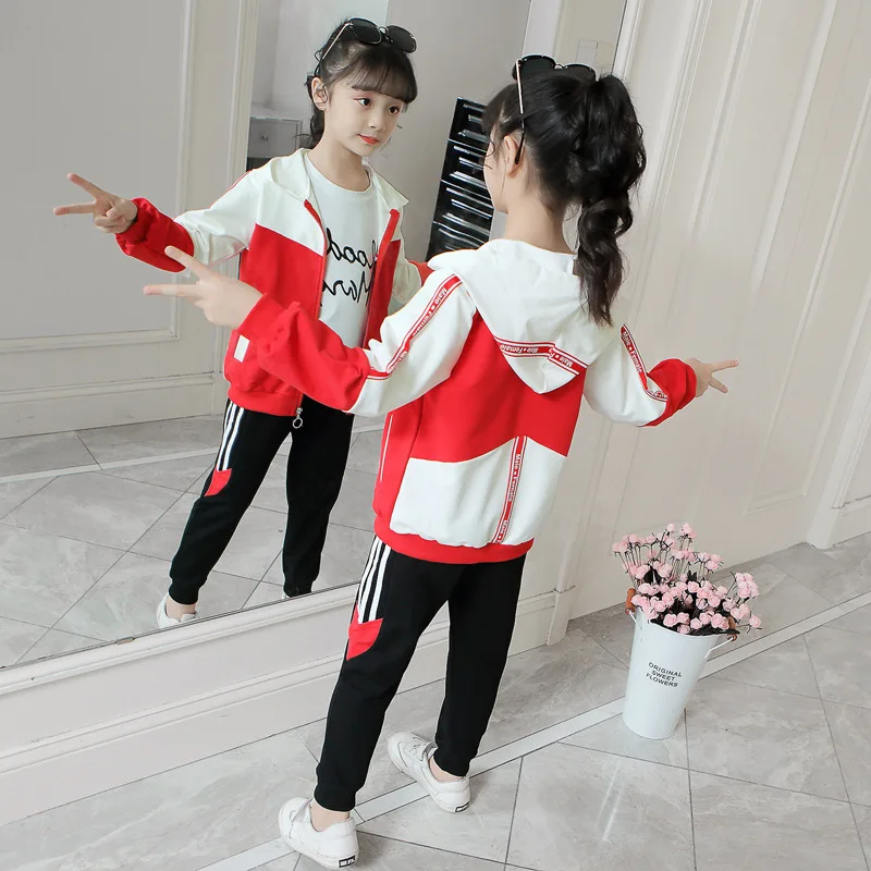 Детские комплекты одежды осенние красные/розовые спортивные костюмы из 2