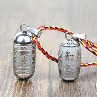 stainless steel om mani padme hum prayer wheel mantra buddhism rotatable necklace cremation jewelry capsule ash urn holder