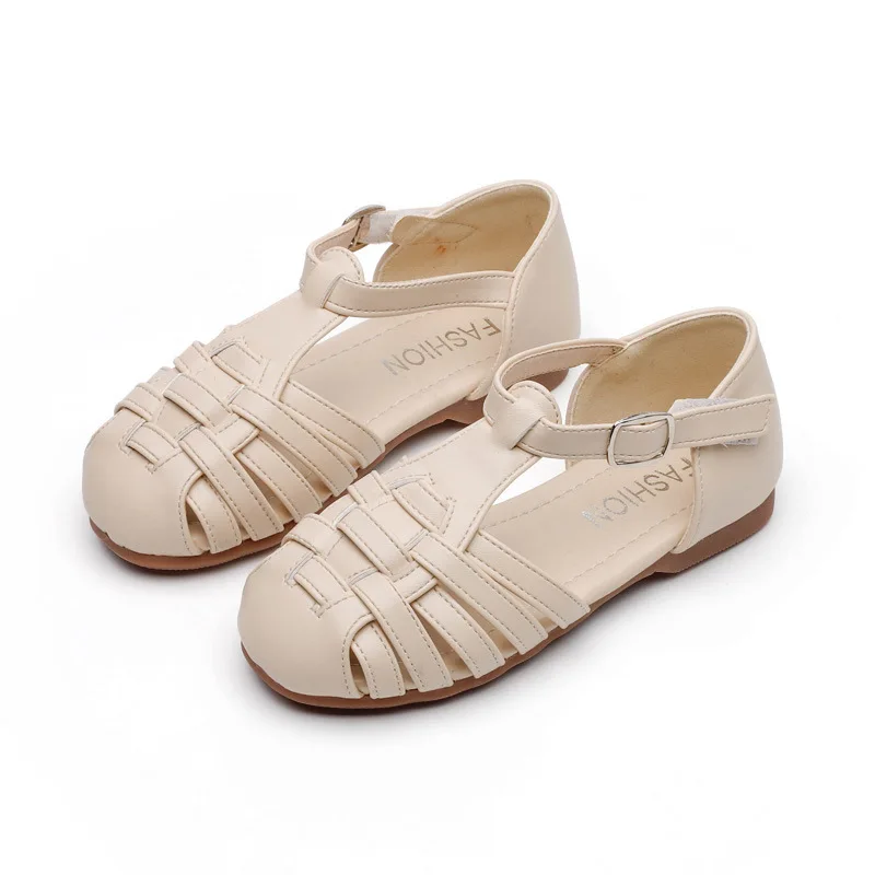 

Girls Summer Hollow Out Sandals 2021 New Kids Leather Shoes Sandal Gladiator Style Closed Toe Children Sandals for Girls Party