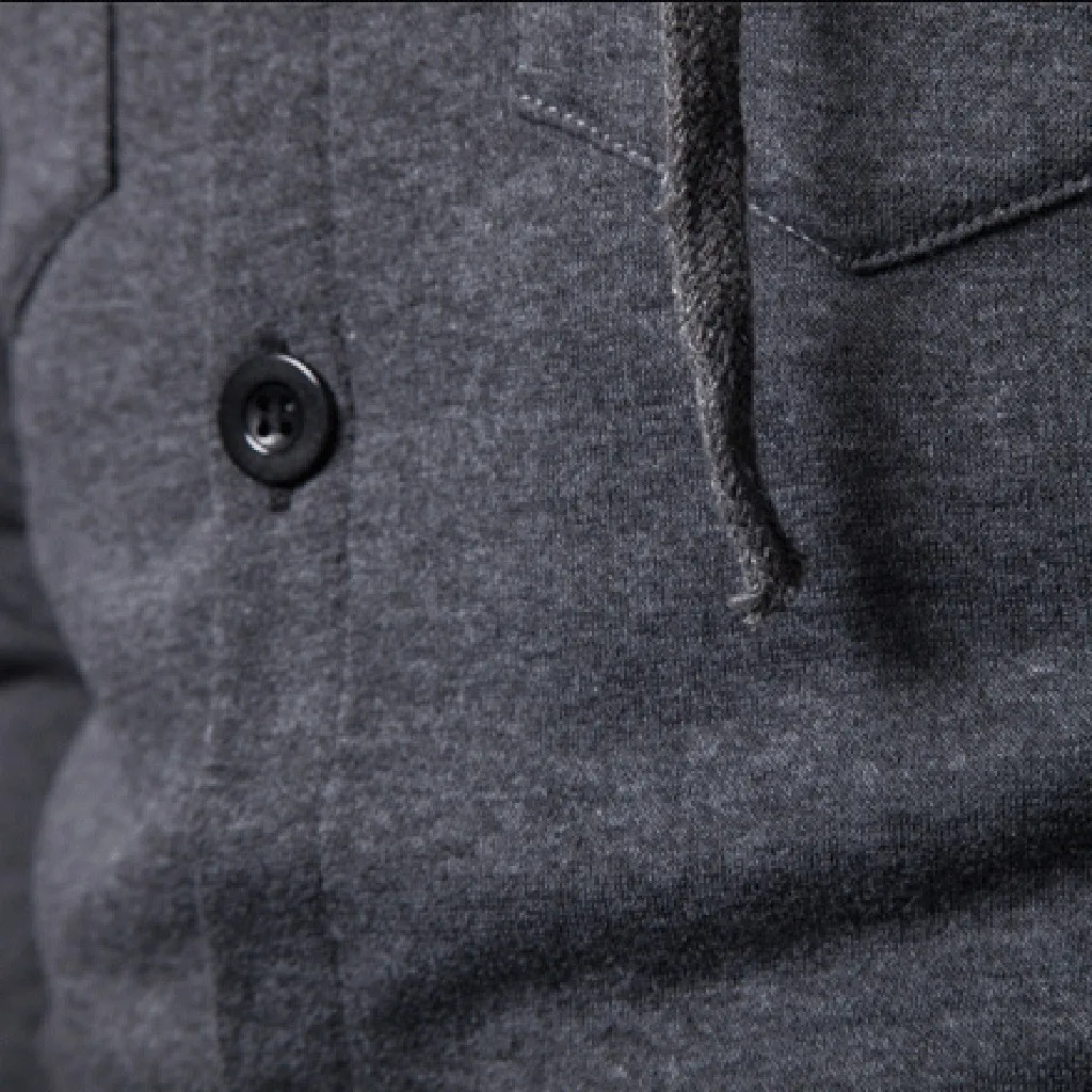 

Men Hoodie Autum Winter Long Sleeve Male Hooded Pocket Button Sweatshirt Outwear Pullover Blouse L0801