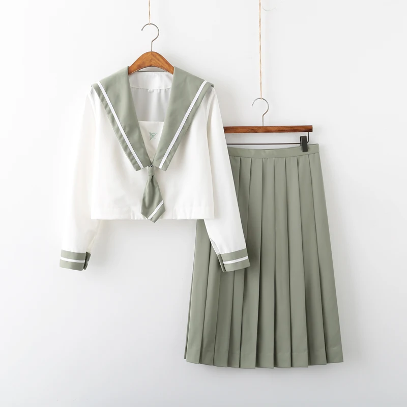 Японская униформа Черные милые матросские топы плиссированная юбка полный