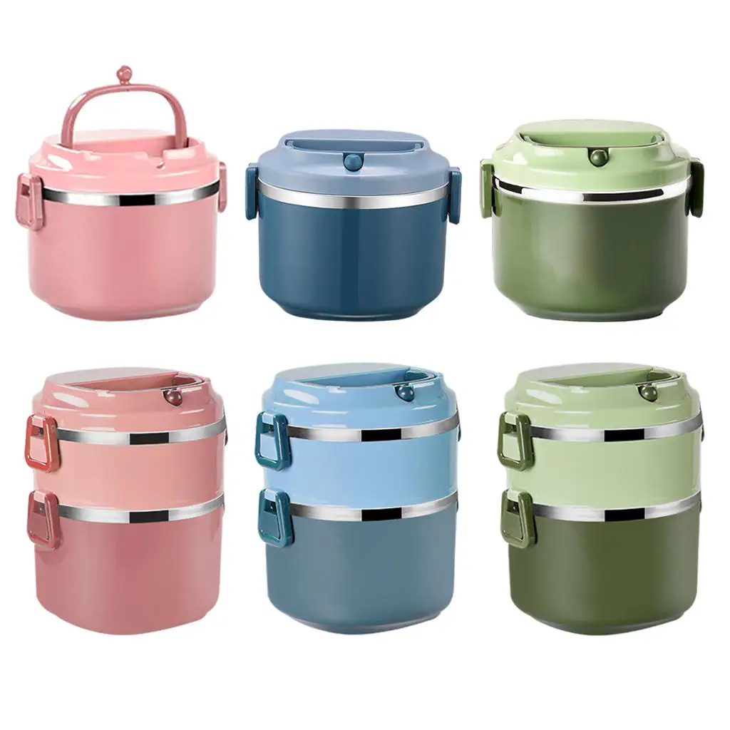 

Lunch Box, Stainless Steel Removable Round Leakproof Thermal Insulated Warmer Can Jar for Office School Traveler Car Children