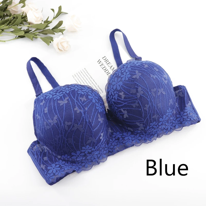 Z32-Blue PariFairy полная чаша тонкое нижнее белье плюс размер Бюстгальтер 40-50 Регулируемый кружевной женский бюстгальтер на косточках D DD E Кольцо большого размера - Цвет: Z32-Blue