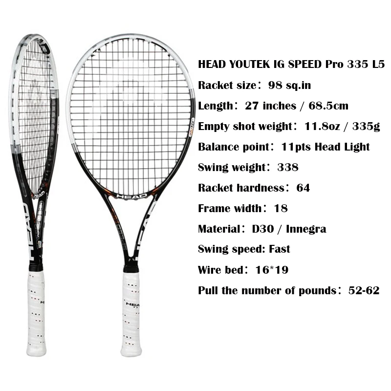 

Новая усовершенствованная Теннисная ракетка YOUTEK IG Speed MP 300g315g 335g Djokovic, теннисная ракетка, профессиональная игровая тренировочная ракетка вы...