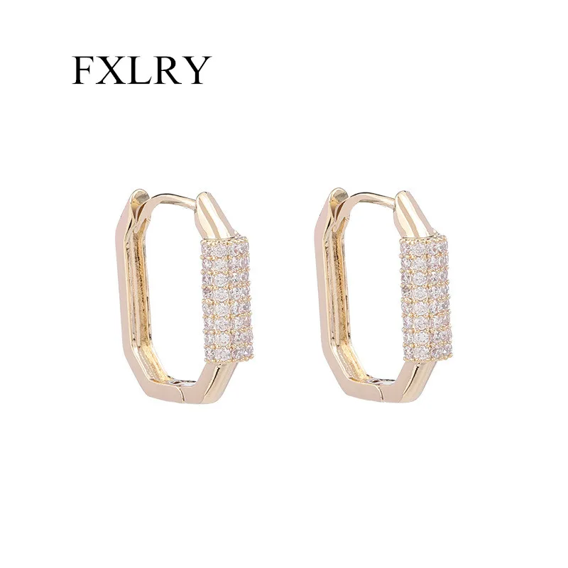 

FXLRY Высокое качество микро паве кубический циркон геометрически упрощенные застежки для ушей серьги для женщин ювелирные изделия вечерние ...