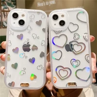 for iphone 13 laser lover heart transparent phone case for iphone 13 12 11 pro max xr xs max x 7 8 plus shockproof back cover